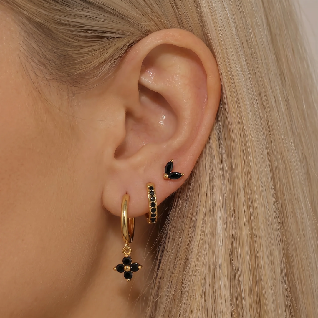 Dainty Gold Clover Earring Trio Set