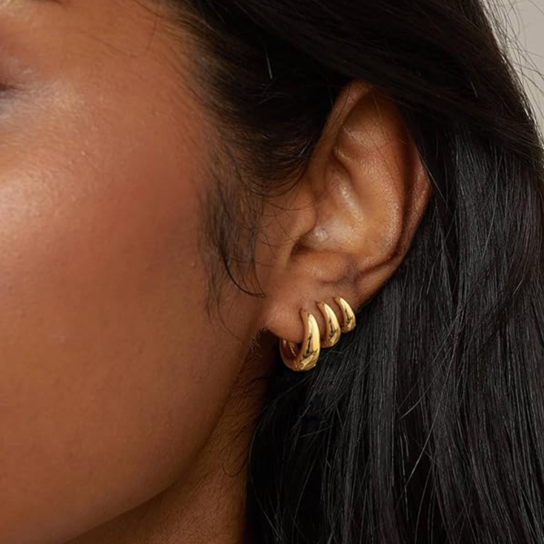 Bold Chunky Hoop Earring Trio Set