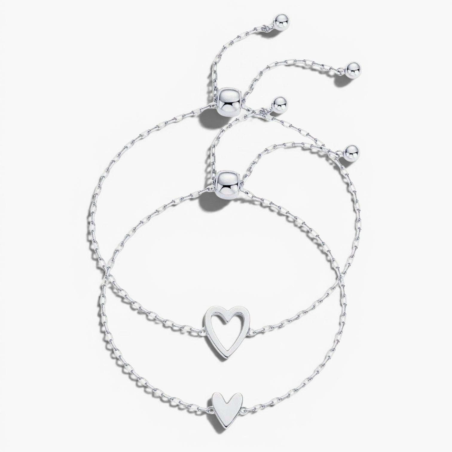 Meaningful Heart Duo Charm Bracelet Set