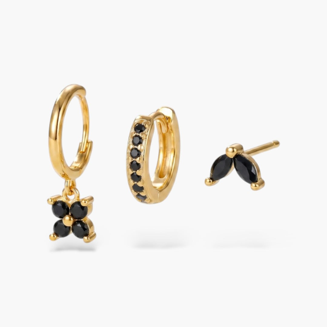 Dainty Gold Clover Earring Trio Set