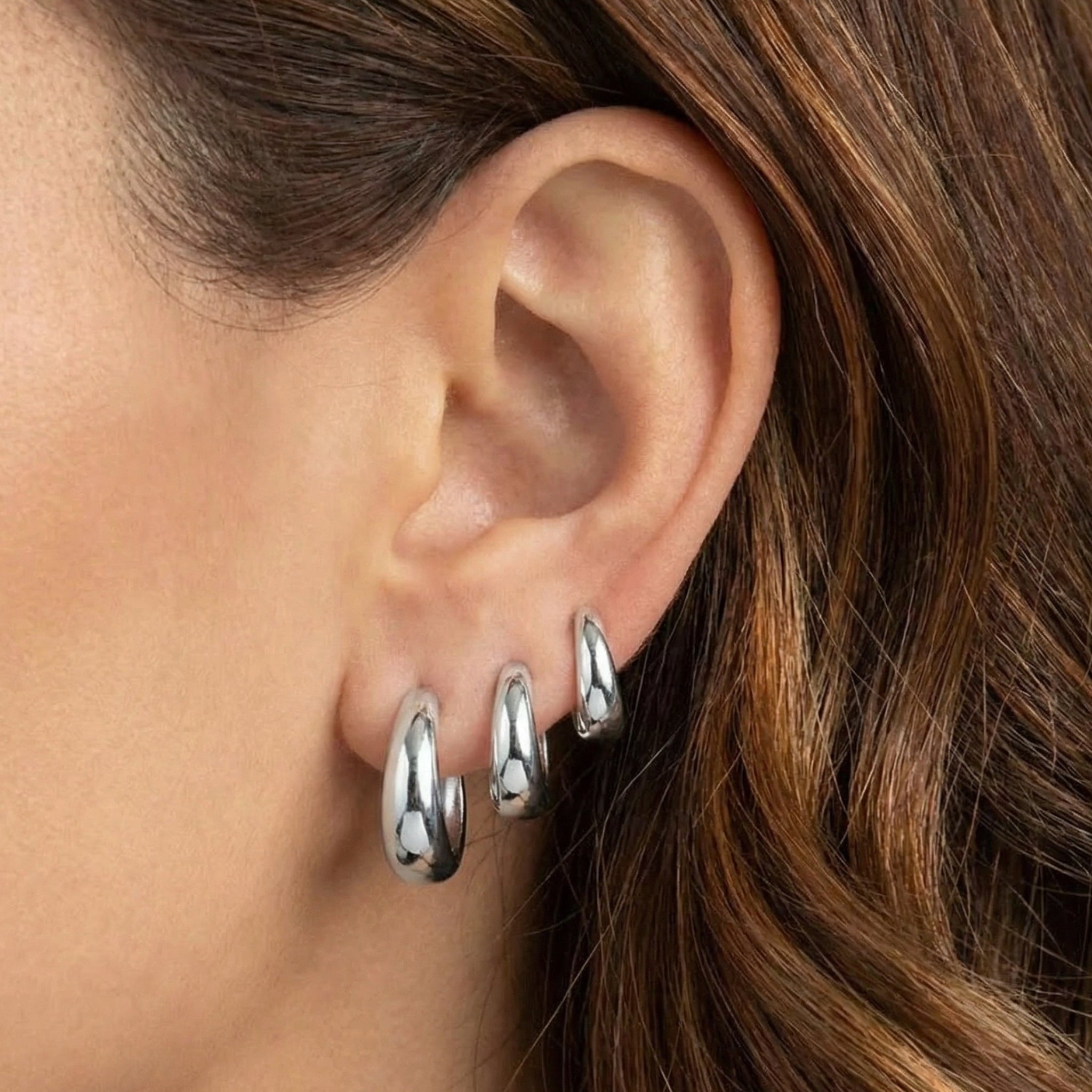 Bold Chunky Hoop Earring Trio Set