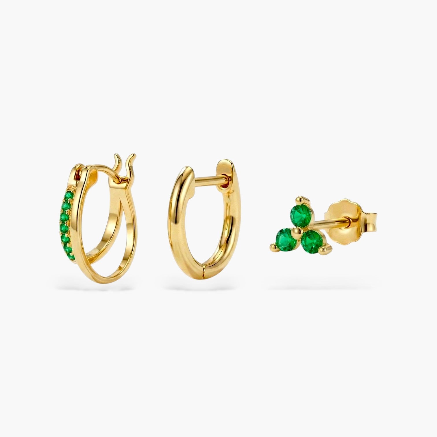 Lucky Clover Double Hoop Earrings Set