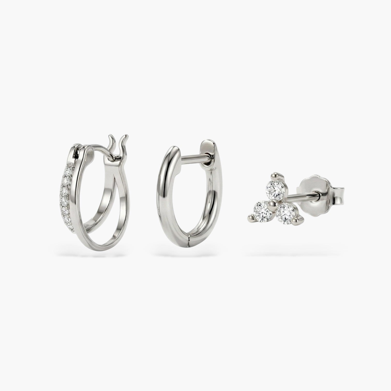 Lucky Clover Double Hoop Earrings Set