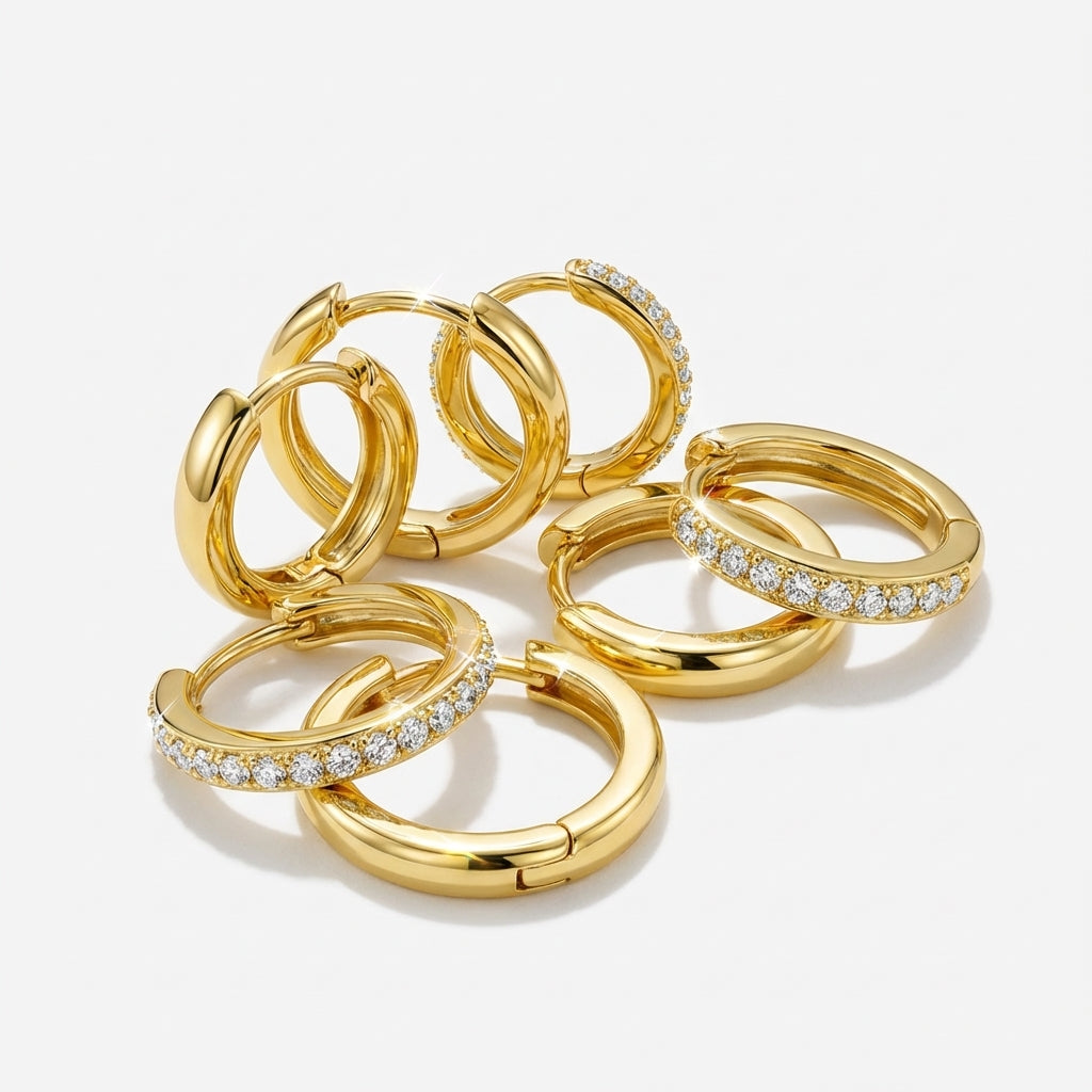 Polished Mini Hoop Earrings Quartet