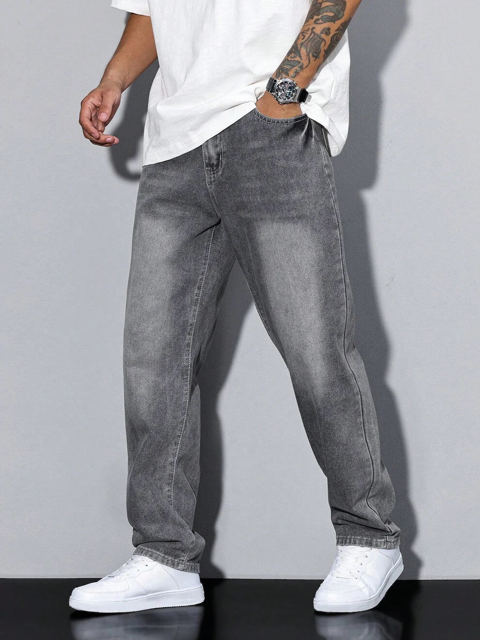 Theo | Relaxed Straight Leg Loose Fit Baggy Denim Jeans