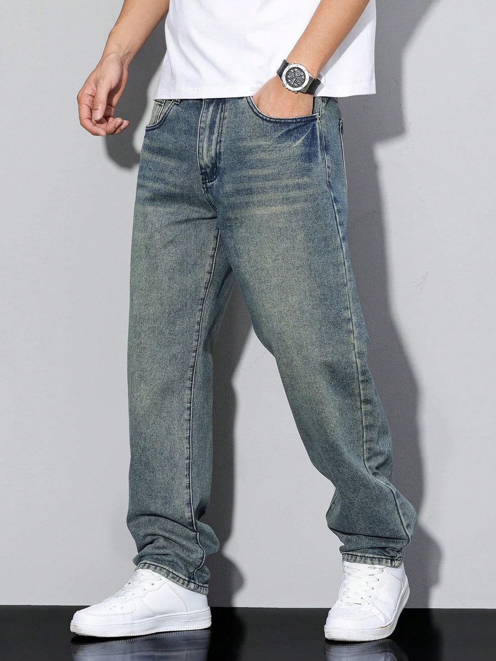 Theo | Relaxed Straight Leg Loose Fit Baggy Denim Jeans