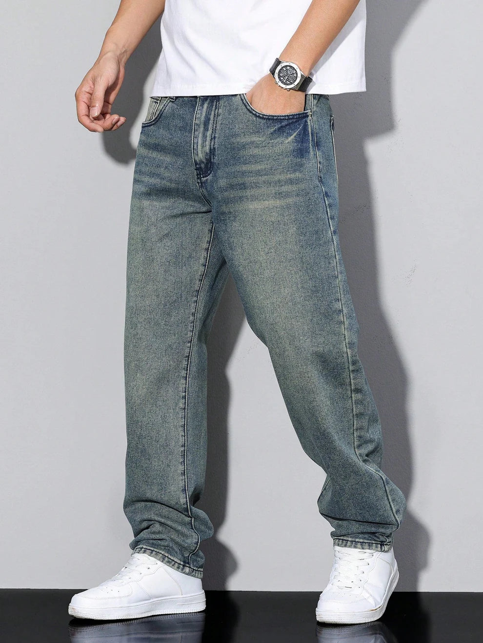 Theo | Relaxed Straight Leg Loose Fit Baggy Denim Jeans