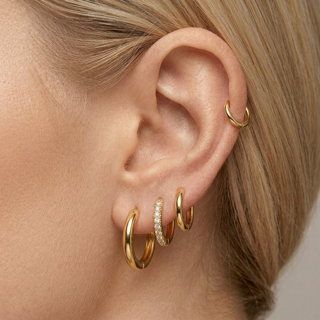 Polished Mini Hoop Earrings Quartet