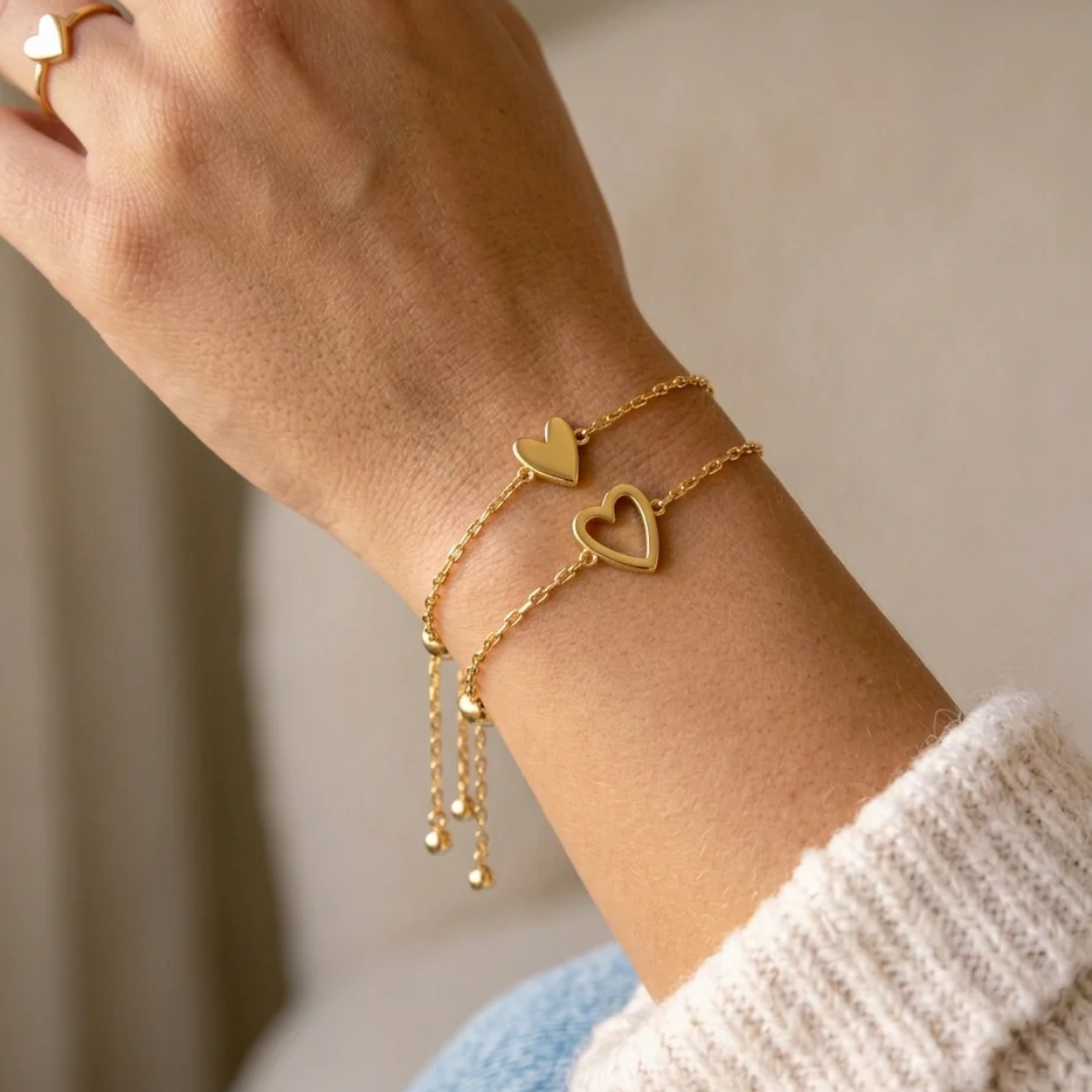 Meaningful Heart Duo Charm Bracelet Set