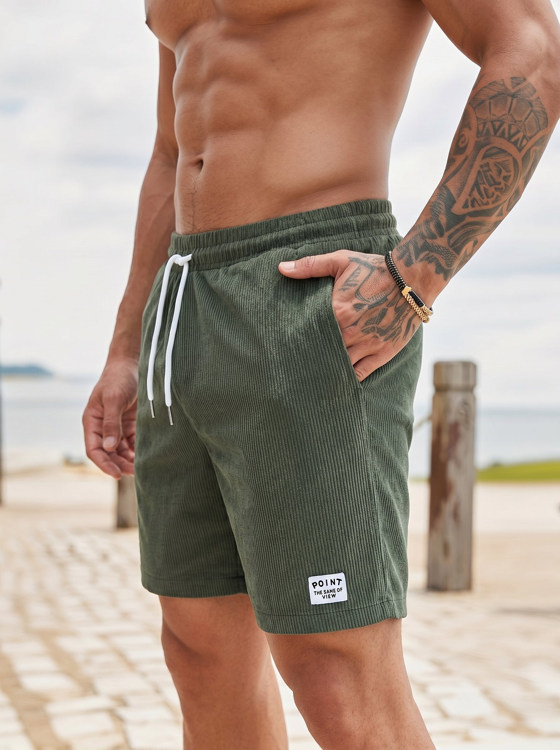 Milo | Casual Corduroy Drawstring Beach Swim Shorts with Side Pockets