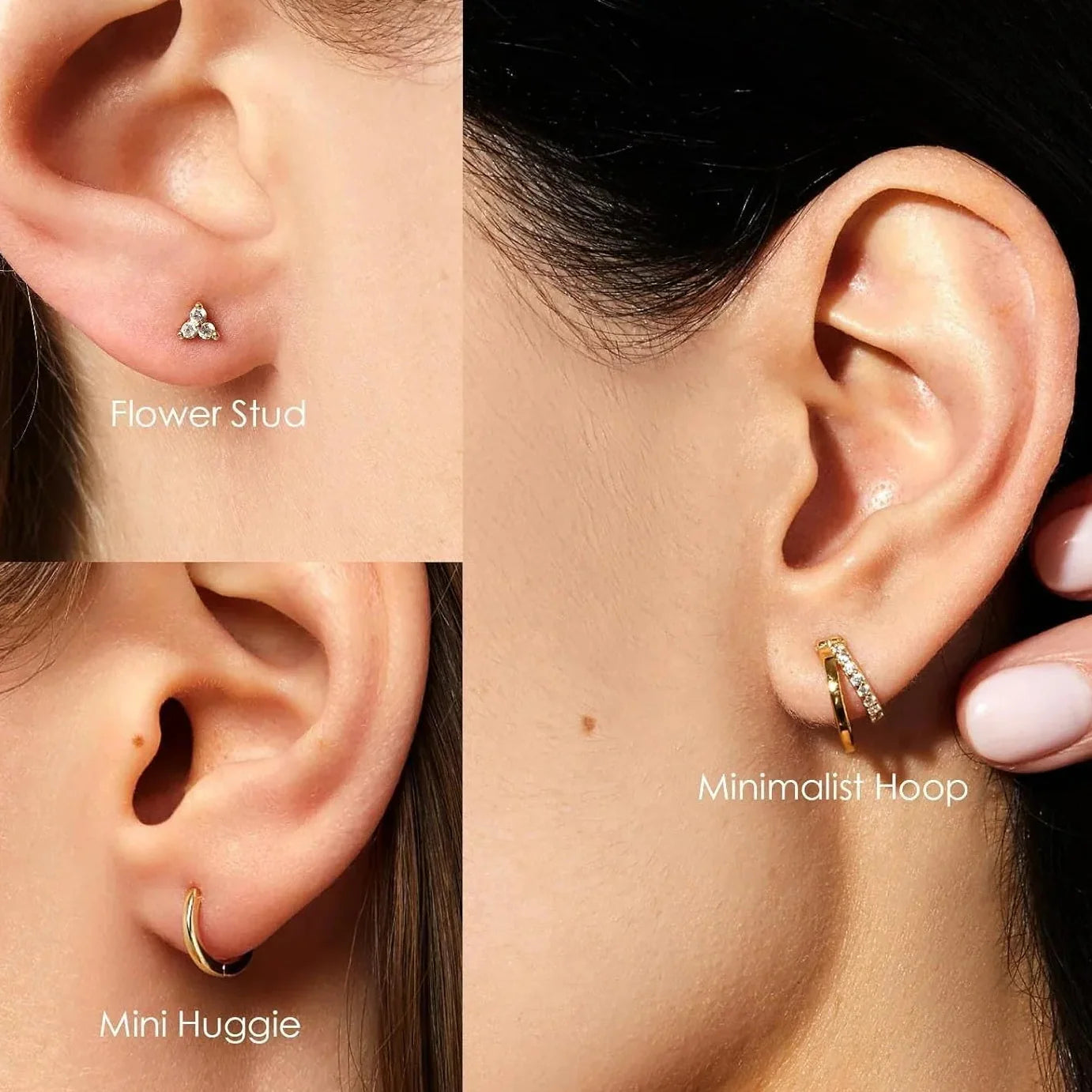 Lucky Clover Double Hoop Earrings Set