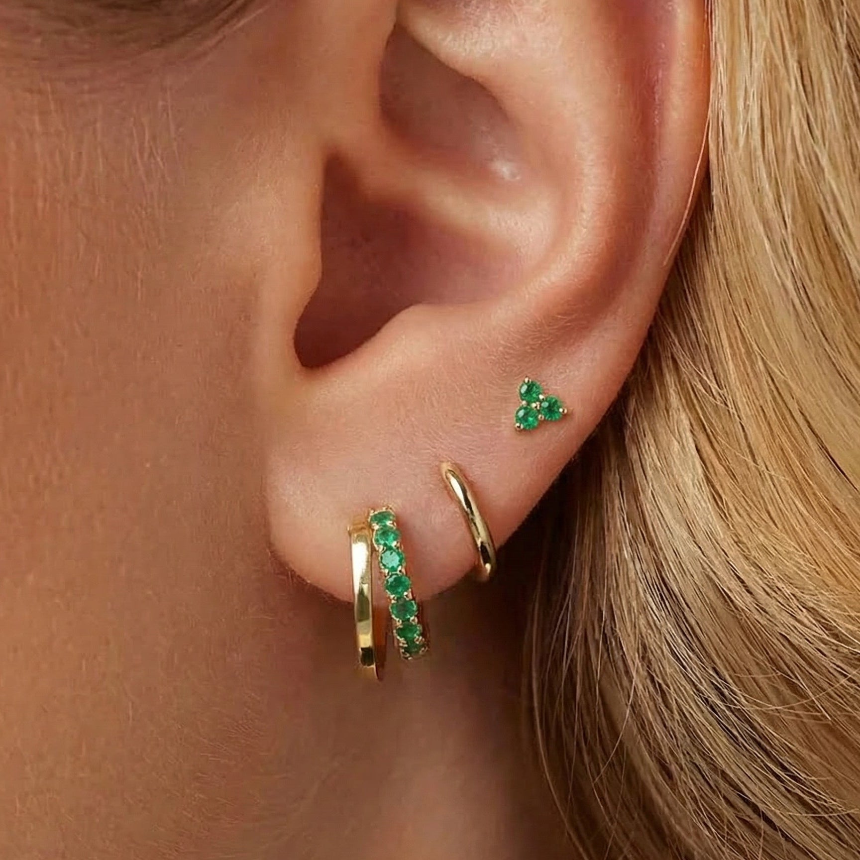 Lucky Clover Double Hoop Earrings Set