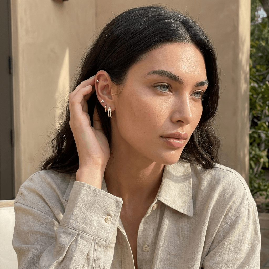 Lucky Clover Double Hoop Earrings Set